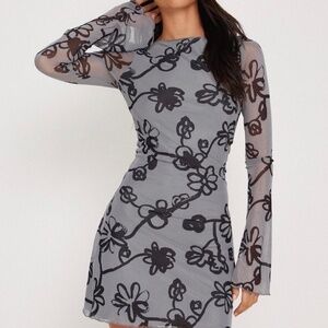 NWOT MOTEL ROCKS GRAY AND BLACK FLORAL DRESS